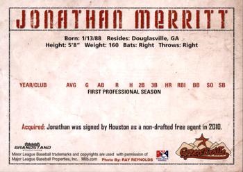 2010 Grandstand Greeneville Astros #NNO Jonathan Merritt Back