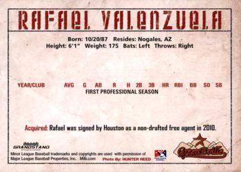 2010 Grandstand Greeneville Astros #NNO Rafael Valenzuela Back
