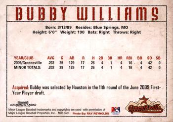 2010 Grandstand Greeneville Astros #NNO Bubby Williams Back