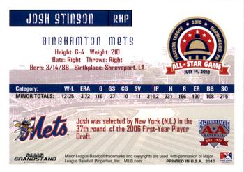 2010 Grandstand Eastern League All-Star Game Eastern Division #NNO Josh Stinson Back