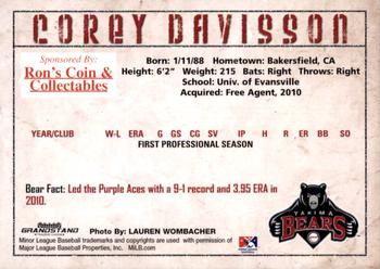 2010 Grandstand Yakima Bears #NNO Corey Davisson Back
