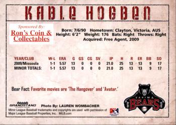 2010 Grandstand Yakima Bears #NNO Kable Hogben Back