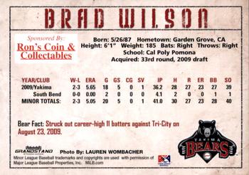 2010 Grandstand Yakima Bears #NNO Brad Wilson Back