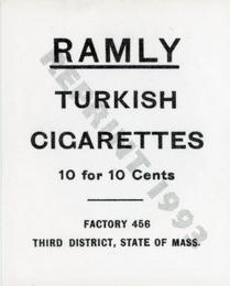 1993 1909 Ramly Cigarettes T204 (Reprint) #NNO Rube Manning Back