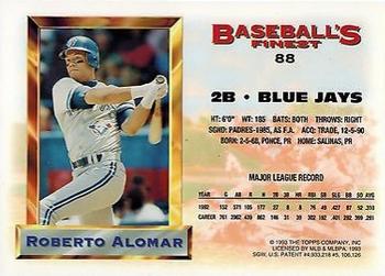 1993 Finest - All-Stars Jumbo #88 Roberto Alomar Back