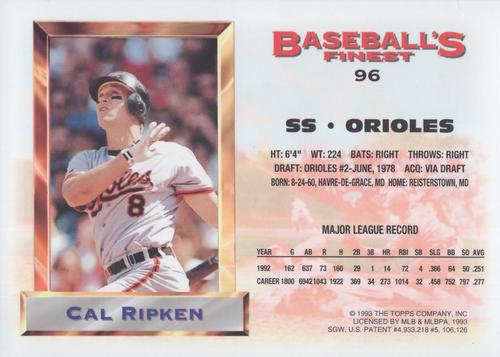 1993 Finest - All-Stars Jumbo #96 Cal Ripken Back