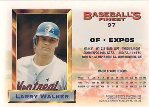 1993 Finest - All-Stars Jumbo #97 Larry Walker Back