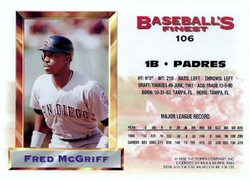 1993 Finest - All-Stars Jumbo #106 Fred McGriff Back