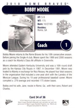 2010 MultiAd Rome Braves #34 Bobby Moore Back