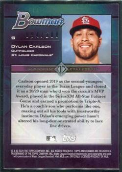 2020 Bowman Transcendent Collection #9 Dylan Carlson Back