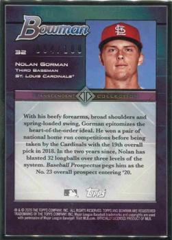 2020 Bowman Transcendent Collection #32 Nolan Gorman Back