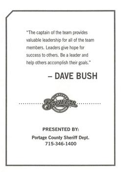 2010 Milwaukee Brewers Police - Portage County Sheriff Dept. #NNO Dave Bush Back