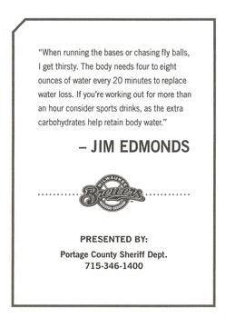 2010 Milwaukee Brewers Police - Portage County Sheriff Dept. #NNO Jim Edmonds Back