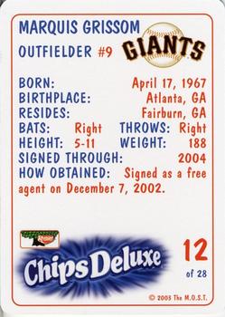 2003 Keebler San Francisco Giants SGA #12 Marquis Grissom Back