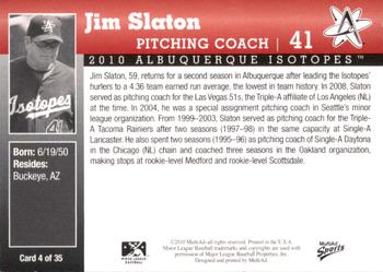 2010 MultiAd Albuquerque Isotopes #4 Jim Slaton Back