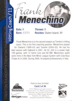 2010 MultiAd Trenton Thunder #2 Frank Menechino Back