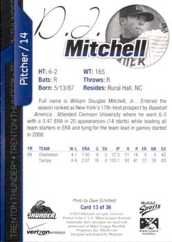 2010 MultiAd Trenton Thunder #13 D.J. Mitchell Back