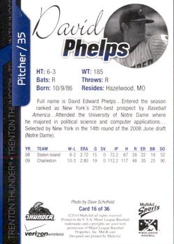 2010 MultiAd Trenton Thunder #16 David Phelps Back