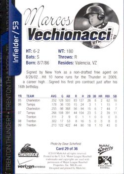 2010 MultiAd Trenton Thunder #29 Marcos Vechionacci Back