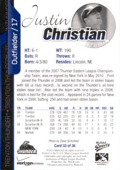 2010 MultiAd Trenton Thunder #33 Justin Christian Back