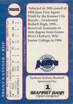 1995 Collect-A-Sport Spokane Indians #NNO Brent Kaysner Back