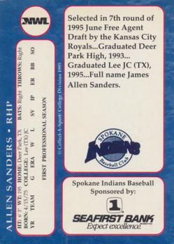 1995 Collect-A-Sport Spokane Indians #NNO Allen Sanders Back