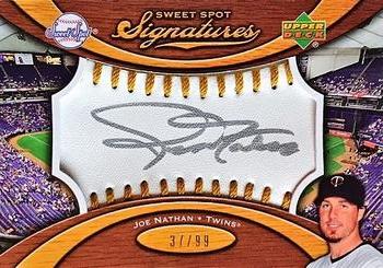 2007 Upper Deck Sweet Spot - Signatures Gold Stitch Gold Ink #SS-JN Joe Nathan Front