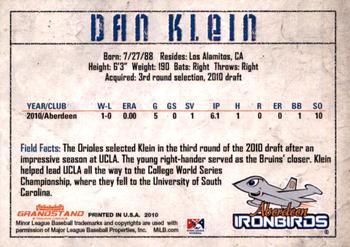 2010 Grandstand Aberdeen IronBirds Update #NNO Dan Klein Back