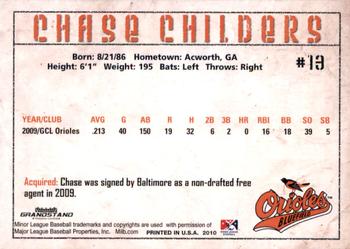 2010 Grandstand Bluefield Orioles #NNO Chase Childers Back