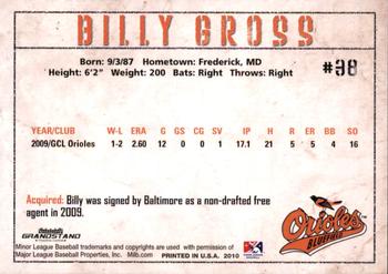 2010 Grandstand Bluefield Orioles #NNO Billy Gross Back