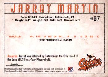 2010 Grandstand Bluefield Orioles #NNO Jarret Martin Back