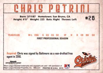2010 Grandstand Bluefield Orioles #NNO Chris Petrini Back