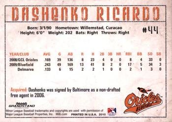 2010 Grandstand Bluefield Orioles #NNO Dashenko Ricardo Back