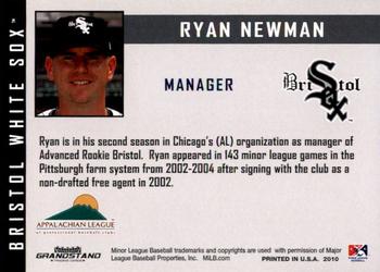 2010 Grandstand Bristol White Sox #NNO Ryan Newman Back