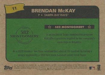 2019-20 Topps 582 Montgomery Club Set 3 #11 Brendan McKay Back