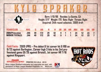 2010 Grandstand Bowling Green Hot Rods #NNO Kyle Spraker Back