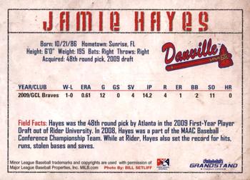 2010 Grandstand Danville Braves #NNO Jamie Hayes Back