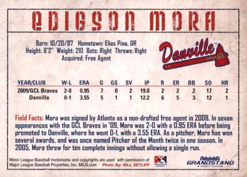 2010 Grandstand Danville Braves #NNO Edigson Mora Back