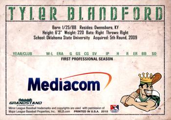 2010 Grandstand Clinton LumberKings #NNO Tyler Blandford Back