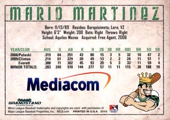 2010 Grandstand Clinton LumberKings #NNO Mario Martinez Back