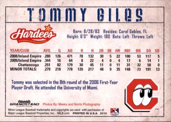 2010 Grandstand Chattanooga Lookouts #NNO Tommy Giles Back