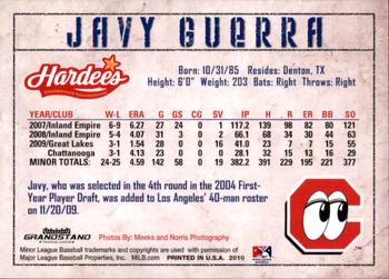 2010 Grandstand Chattanooga Lookouts #NNO Javy Guerra Back