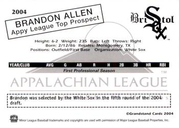 2004 Grandstand Appalachian League Top Prospects #NNO Brandon Allen Back