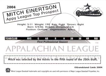 2004 Grandstand Appalachian League Top Prospects #NNO Mitch Einertson Back