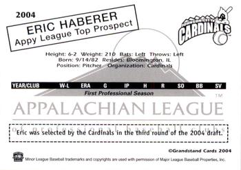 2004 Grandstand Appalachian League Top Prospects #NNO Eric Haberer Back
