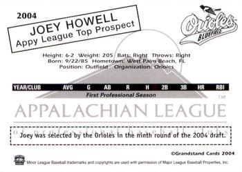 2004 Grandstand Appalachian League Top Prospects #NNO Joey Howell Back