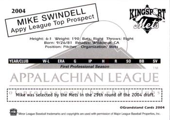 2004 Grandstand Appalachian League Top Prospects #NNO Mike Swindell Back