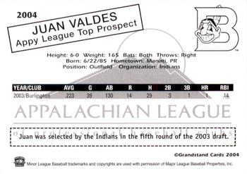 2004 Grandstand Appalachian League Top Prospects #NNO Juan Valdes Back