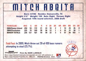 2010 Grandstand Tampa Yankees #NNO Mitch Abeita Back
