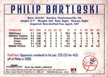 2010 Grandstand Tampa Yankees #NNO Philip Bartleski Back